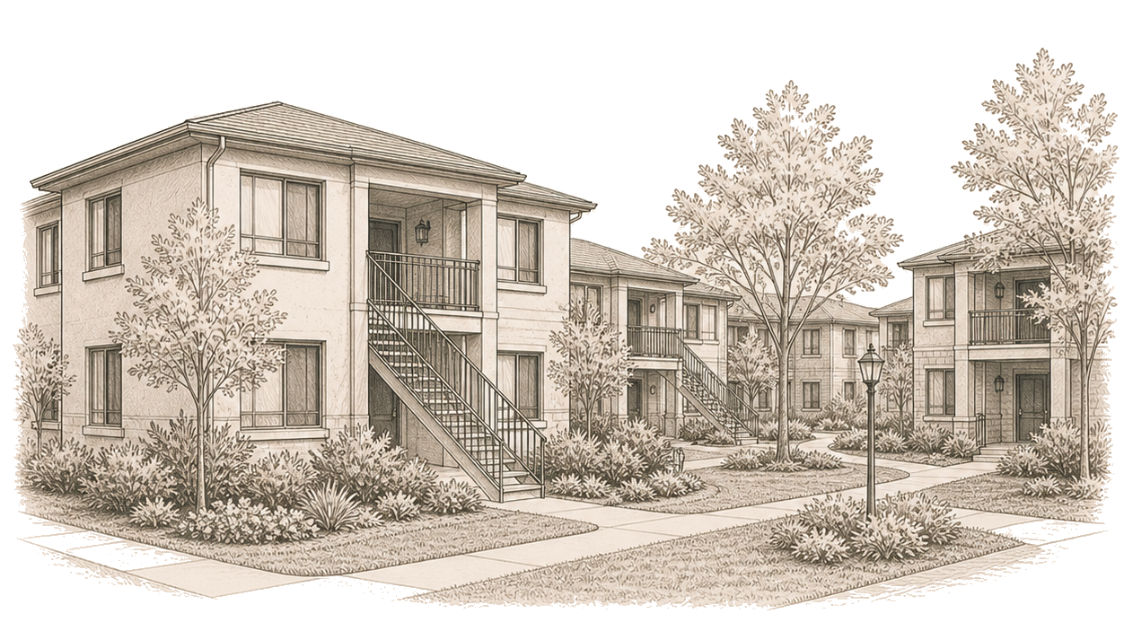 Garden apartment complex